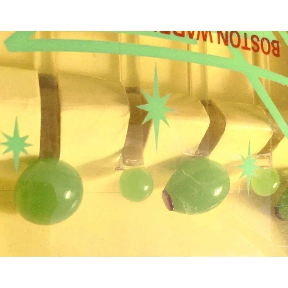 Boston Warehouse 2002 Retro Glass Olive Swizzle Sticks Set Of 6 Olives 8